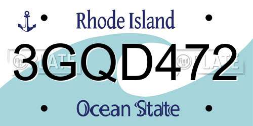 3GQD472 Rhode Island License Plate