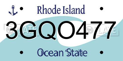 3GQO477 Rhode Island License Plate