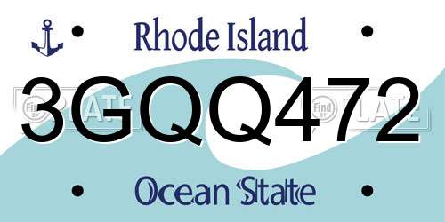 3GQQ472 Rhode Island License Plate