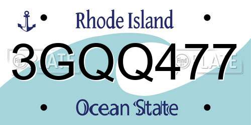 3GQQ477 Rhode Island License Plate