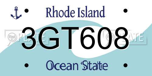 3GT608 Rhode Island License Plate