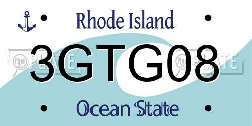 3GTG08 Rhode Island License Plate