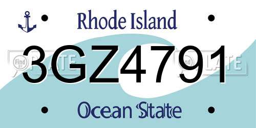 3GZ4791 Rhode Island License Plate