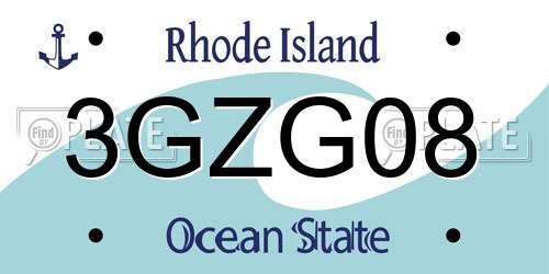 3GZG08 Rhode Island License Plate