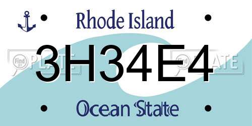 3H34E4 Rhode Island License Plate