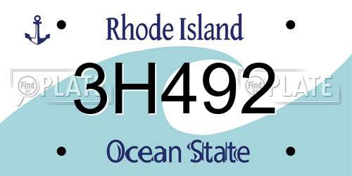 3H492 Rhode Island License Plate