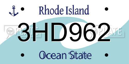 3HD962 Rhode Island License Plate