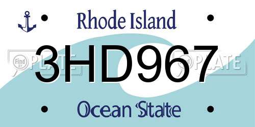 3HD967 Rhode Island License Plate