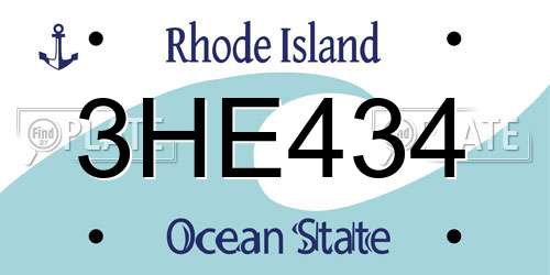 3HE434 Rhode Island License Plate