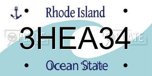 3HEA34 Rhode Island License Plate