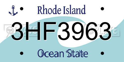 3HF3963 Rhode Island License Plate