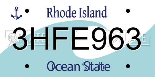 3HFE963 Rhode Island License Plate