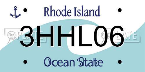 3HHL06 Rhode Island License Plate