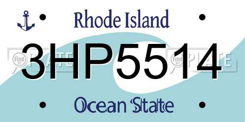 3HP5514 Rhode Island License Plate