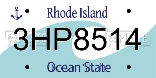 3HP8514 Rhode Island License Plate