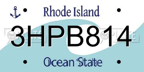 3HPB814 Rhode Island License Plate