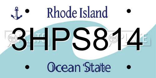 3HPS814 Rhode Island License Plate