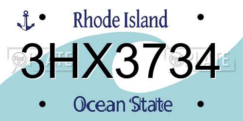 3HX3734 Rhode Island License Plate