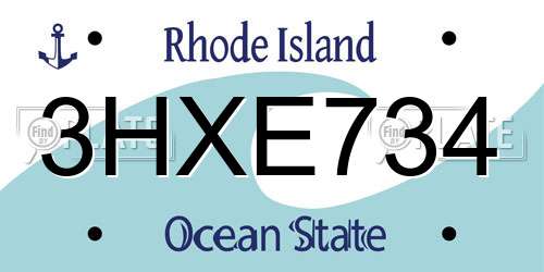3HXE734 Rhode Island License Plate