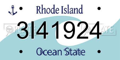 3I41924 Rhode Island License Plate
