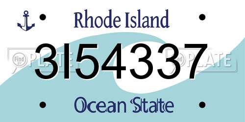 3I54337 Rhode Island License Plate