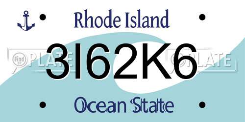 3I62K6 Rhode Island License Plate