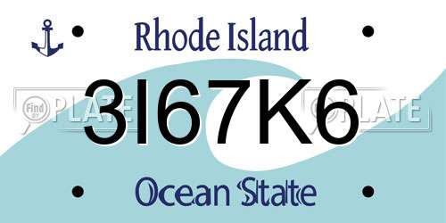 3I67K6 Rhode Island License Plate
