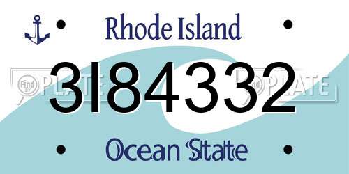 3I84332 Rhode Island License Plate