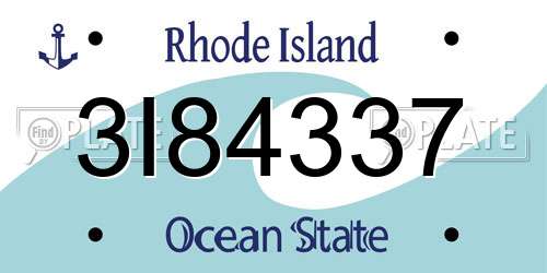3I84337 Rhode Island License Plate