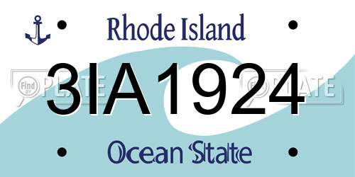 3IA1924 Rhode Island License Plate