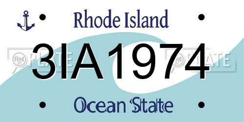 3IA1974 Rhode Island License Plate