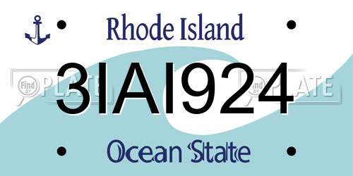 3IAI924 Rhode Island License Plate