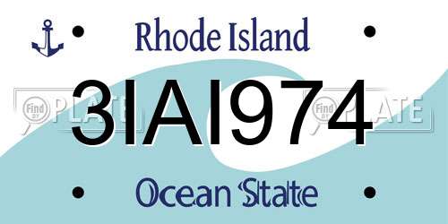 3IAI974 Rhode Island License Plate