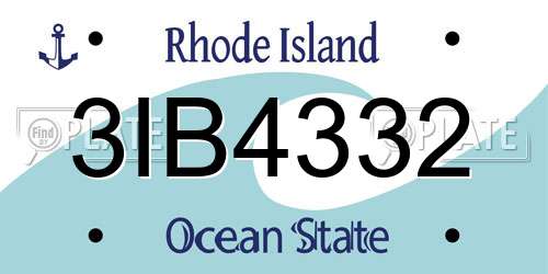 3IB4332 Rhode Island License Plate