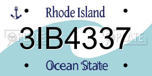 3IB4337 Rhode Island License Plate