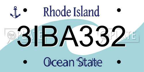 3IBA332 Rhode Island License Plate