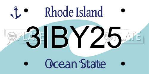 3IBY25 Rhode Island License Plate