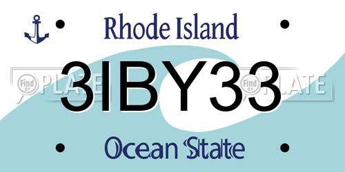 3IBY33 Rhode Island License Plate