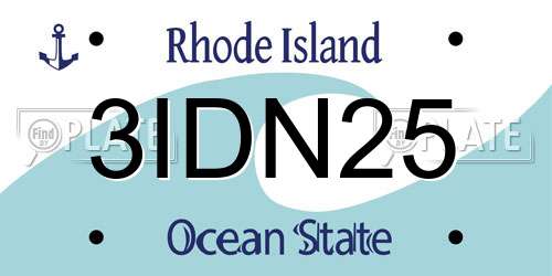 3IDN25 Rhode Island License Plate