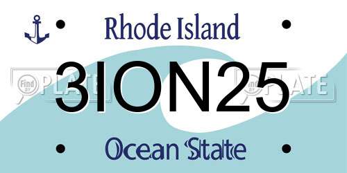 3ION25 Rhode Island License Plate