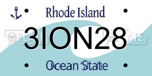 3ION28 Rhode Island License Plate