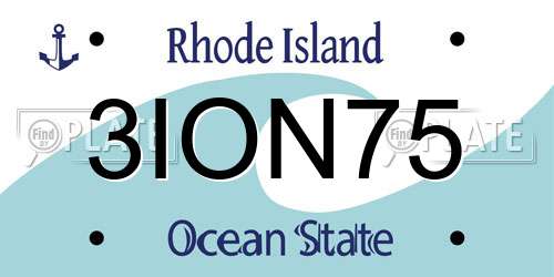 3ION75 Rhode Island License Plate