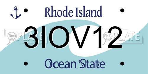 3IOV12 Rhode Island License Plate