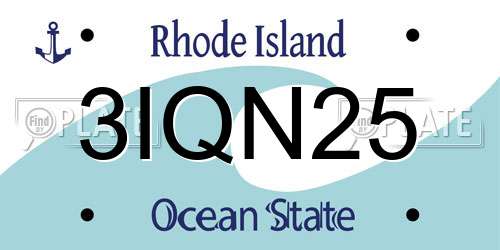 3IQN25 Rhode Island License Plate