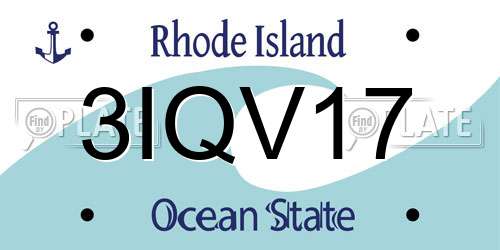 3IQV17 Rhode Island License Plate