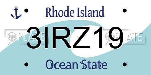 3IRZ19 Rhode Island License Plate