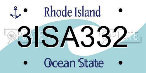 3ISA332 Rhode Island License Plate