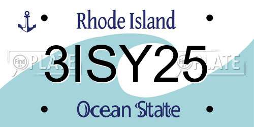3ISY25 Rhode Island License Plate