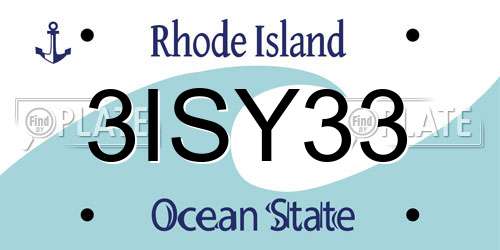 3ISY33 Rhode Island License Plate
