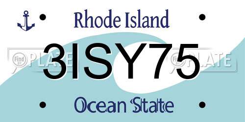 3ISY75 Rhode Island License Plate